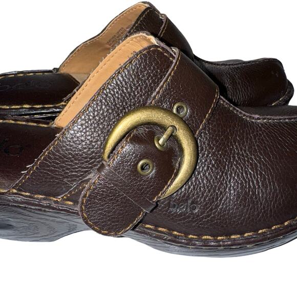 Bølo Brown Leather Buckle Clogs Size 7 EU 38 Slip-On Comfort Mule Sandals - Picture 6 of 9